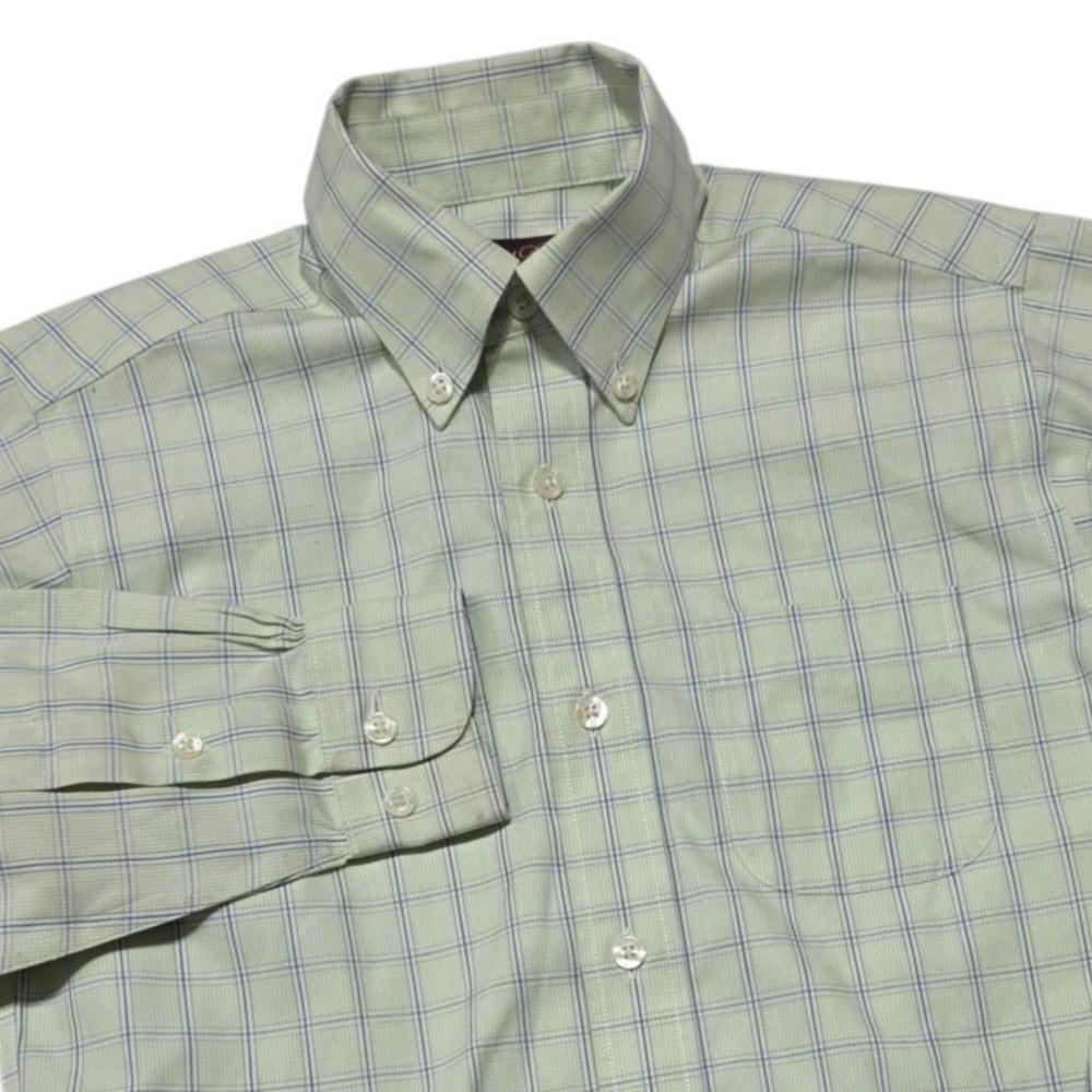 Brooks Brothers Non-Iron Plaid Button Down Shirt Boys S Green Cotton Check